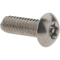 Value Collection - #8-32 UNC Pin In Torx Drive, Button Screw - Grade 18-8 Stainless Steel, Uncoated, 1/2" Length Under Head - Americas Industrial Supply