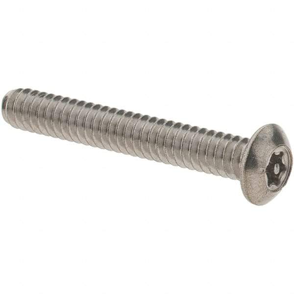 Value Collection - #6-32 UNC Pin In Torx Drive, Button Screw - Grade 18-8 Stainless Steel, Uncoated, 1" Length Under Head - Americas Industrial Supply