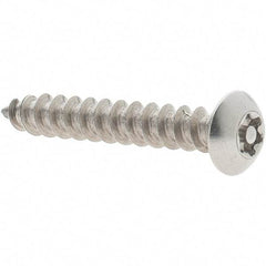 Value Collection - #10 Button Head Torx Sheet Metal Screw - Stainless Steel, 1-1/4" Length Under Head, Grade 18-8, T25 Drive - Americas Industrial Supply