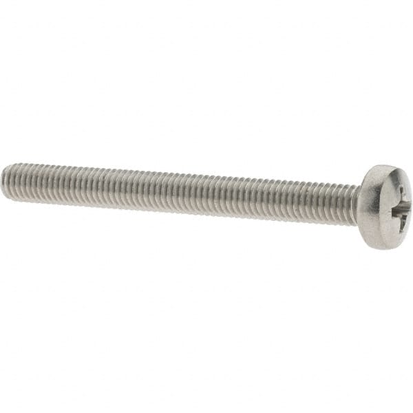 Value Collection - M5x0.80 Metric Coarse, 50mm Length Under Head Phillips Drive Machine Screw - Pan Head, Grade 18-8 & A2 Stainless Steel, Uncoated, Without Washer - Americas Industrial Supply