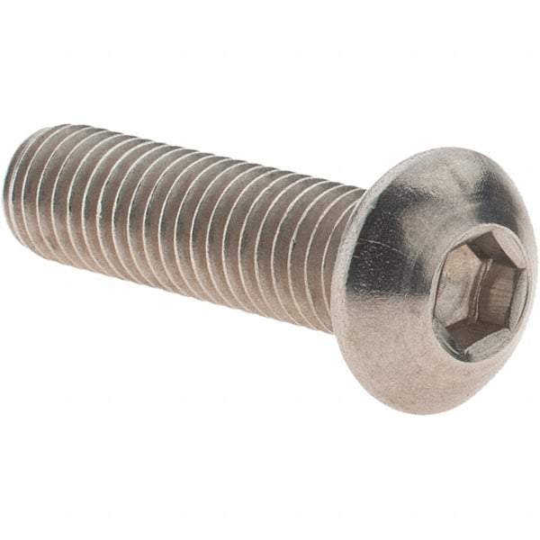 Value Collection - M8x1.25 Metric Coarse Hex Socket Drive, Button Screw - Grade 18-8 Stainless Steel, Partially Threaded, 30mm Length Under Head - Americas Industrial Supply