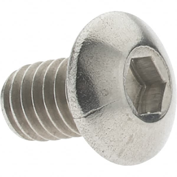 Value Collection - M4x0.70 Metric Coarse Hex Socket Drive, Button Screw - Grade 18-8 & Austenitic A2 Stainless Steel, Uncoated, Fully Threaded, 6mm Length Under Head - Americas Industrial Supply