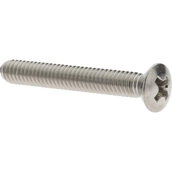 Value Collection - #8-32 UNC, 1-1/4" Length Under Head Phillips Drive Machine Screw - Oval Head, Grade 316 Stainless Steel, Uncoated, Without Washer - Americas Industrial Supply