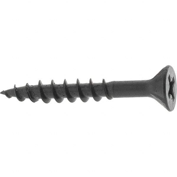 Buildex - #8, 1-1/4" OAL, Phillips Drive Flat Head, Steel Drywall Screws - Black Oxide Finish, Grade 2 - Americas Industrial Supply