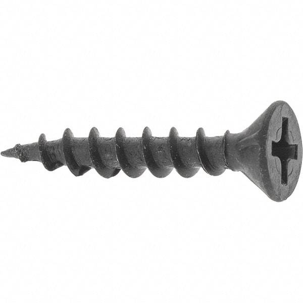 Buildex - #8, 1" OAL, Phillips Drive Flat Head, Steel Drywall Screws - Black Oxide Finish, Grade 2 - Americas Industrial Supply