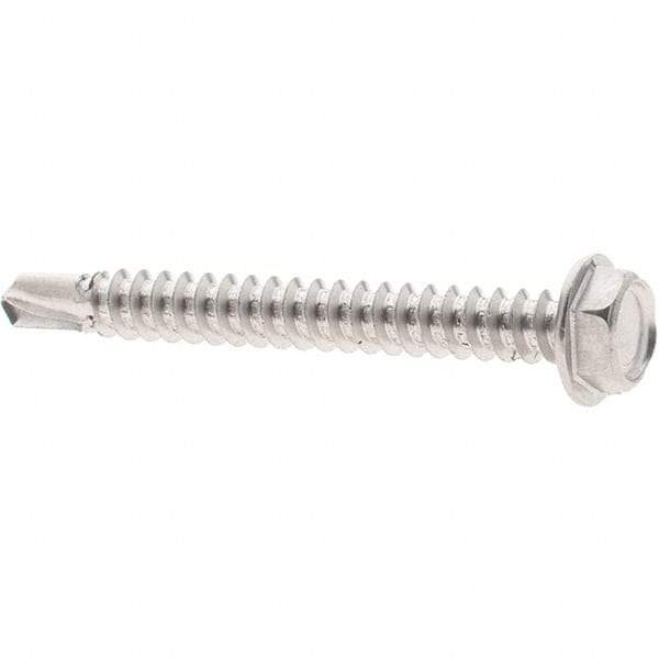Value Collection - #8, Hex Washer Head, Hex Drive, 1-1/2" Length Under Head, #2 Point, Self Drilling Screw - Grade 410 Stainless Steel - Americas Industrial Supply