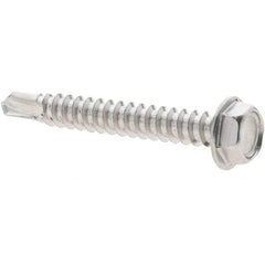 Value Collection - #8, Hex Washer Head, Hex Drive, 1-1/4" Length Under Head, #2 Point, Self Drilling Screw - Grade 410 Stainless Steel - Americas Industrial Supply