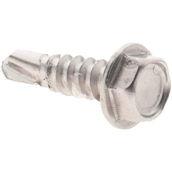 Value Collection - #8, Hex Washer Head, Hex Drive, 5/8" Length Under Head, #2 Point, Self Drilling Screw - Grade 410 Stainless Steel - Americas Industrial Supply