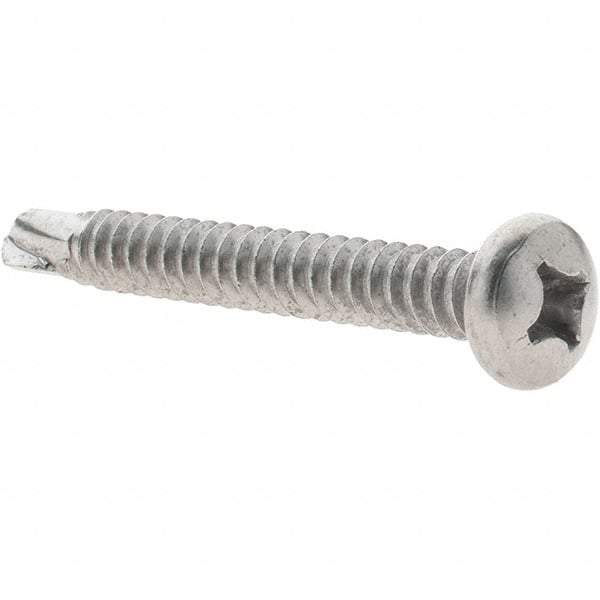 Value Collection - #14, Pan Head, Phillips Drive, 2" Length Under Head, #3 Point, Self Drilling Screw - Grade 410 Stainless Steel - Americas Industrial Supply