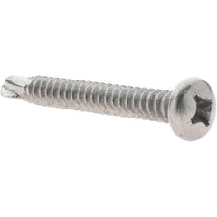 Value Collection - #14, Pan Head, Phillips Drive, 2" Length Under Head, #3 Point, Self Drilling Screw - Grade 410 Stainless Steel - Americas Industrial Supply