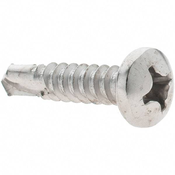 Value Collection - #12, Pan Head, Phillips Drive, 1" Length Under Head, #3 Point, Self Drilling Screw - Grade 410 Stainless Steel - Americas Industrial Supply