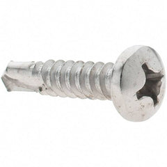 Value Collection - #12, Pan Head, Phillips Drive, 1" Length Under Head, #3 Point, Self Drilling Screw - Grade 410 Stainless Steel - Americas Industrial Supply