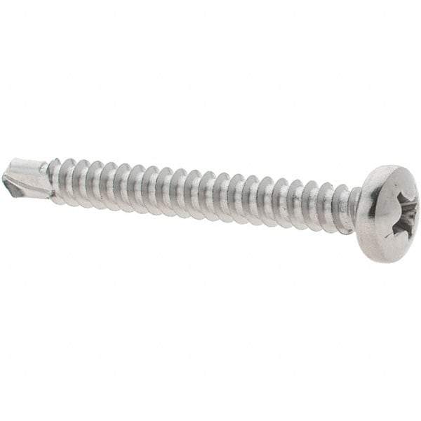 Value Collection - #8, Pan Head, Phillips Drive, 1-1/2" Length Under Head, #2 Point, Self Drilling Screw - Grade 410 Stainless Steel - Americas Industrial Supply
