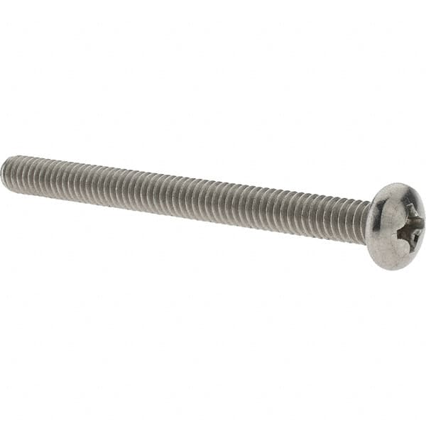 Value Collection - 1/4-20 UNC, 3" Length Under Head Phillips Drive Machine Screw - Pan Head, Grade 18-8 Stainless Steel, Uncoated, Without Washer - Americas Industrial Supply