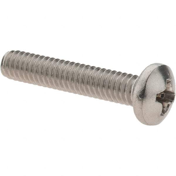 Value Collection - #8-32 UNC, 7/8" Length Under Head Phillips Drive Machine Screw - Pan Head, Grade 18-8 Stainless Steel, Uncoated, Without Washer - Americas Industrial Supply