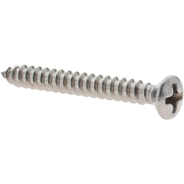 Value Collection - #6 Oval Head Phillips Sheet Metal Screw - Stainless Steel, 1-1/4" Length Under Head, Grade 18-8 - Americas Industrial Supply