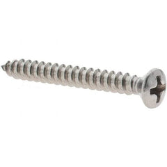 Value Collection - #6 Oval Head Phillips Sheet Metal Screw - Stainless Steel, 1-1/4" Length Under Head, Grade 18-8 - Americas Industrial Supply