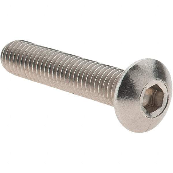 Value Collection - M5x0.80 Metric Coarse Hex Socket Drive, Button Screw - Grade 18-8 & Austenitic A2 Stainless Steel, Uncoated, Partially Threaded, 25mm Length Under Head - Americas Industrial Supply