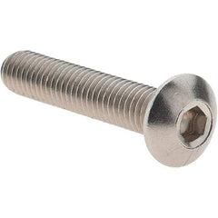 Value Collection - M5x0.80 Metric Coarse Hex Socket Drive, Button Screw - Grade 18-8 & Austenitic A2 Stainless Steel, Uncoated, Partially Threaded, 25mm Length Under Head - Americas Industrial Supply