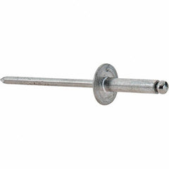 Value Collection - Size 46 Large Flange Dome Head Aluminum Open End Blind Rivet - Steel Mandrel, 0.251" to 3/8" Grip, 3/8" Head Diam, 0.129" to 0.133" Hole Diam, 0.525" Length Under Head, 1/8" Body Diam - Americas Industrial Supply