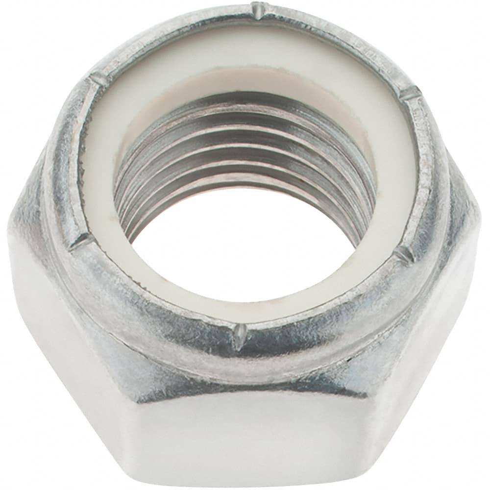 Value Collection - 1-8 UNC 18-8 Hex Lock Nut with Nylon Insert - 1-7/16" Width Across Flats, 1-3/64" High - Americas Industrial Supply