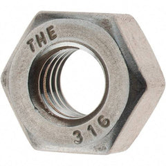 Value Collection - 5/16-18 UNC Stainless Steel Right Hand Heavy Hex Nut - 9/16" Across Flats, 19/64" High, Uncoated - Americas Industrial Supply