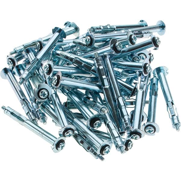 Value Collection - 1/8" Diam, 2-1/2" Long, 1/4 to 1/2" Thick, Sleeve Drywall & Hollow Wall Anchor - Steel, Use with Concrete/Masonry, Drywall & Plywood - Americas Industrial Supply