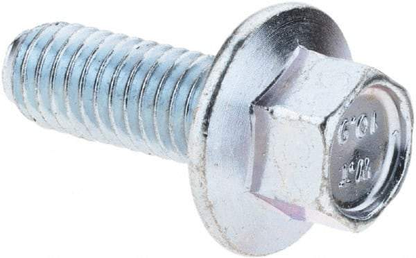 Value Collection - M6x1.00 Metric Coarse, 16mm Length Under Head, Hex Drive Flange Bolt - 16mm Thread Length, Grade 10.9 Alloy Steel, Smooth Flange, Zinc-Plated Finish - Americas Industrial Supply