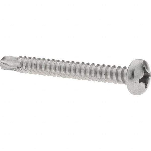 Value Collection - #12, Pan Head, Phillips Drive, 2" Length Under Head, #3 Point, Self Drilling Screw - Grade 410 Stainless Steel - Americas Industrial Supply