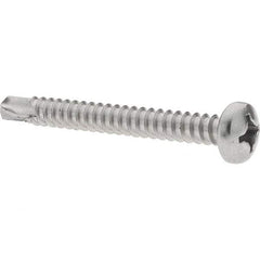 Value Collection - #12, Pan Head, Phillips Drive, 2" Length Under Head, #3 Point, Self Drilling Screw - Grade 410 Stainless Steel - Americas Industrial Supply