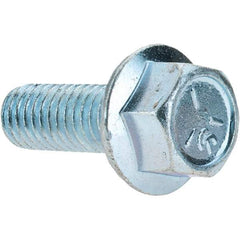 Value Collection - 3/8-16 UNC, 1" Length Under Head, Hex Drive Flange Bolt - 1" Thread Length, Grade 5 Steel, Serrated Flange, Zinc Yellow Dichromate Finish - Americas Industrial Supply