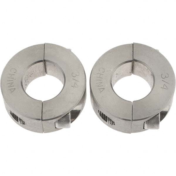 Value Collection - 3/4" Bore, Stainless Steel, Two Piece Shaft Collar - 1-1/2" Outside Diam, 1/2" Wide - Americas Industrial Supply