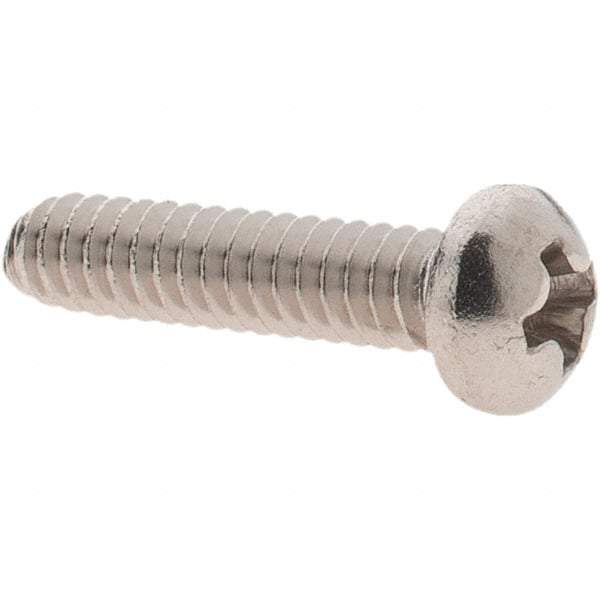 Made in USA - #4-40 UNC, 1/2" Length Under Head Phillips Drive Machine Screw - Round Head, Grade 18-8 Stainless Steel, Uncoated, Without Washer - Americas Industrial Supply