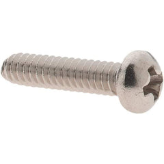 Made in USA - #4-40 UNC, 1/2" Length Under Head Phillips Drive Machine Screw - Round Head, Grade 18-8 Stainless Steel, Uncoated, Without Washer - Americas Industrial Supply