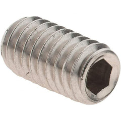 Made in USA - 5/16-18 UNC, 5/8" OAL, Cup Point Set Screw - Grade 18-8 Stainless Steel, 3/32" Key - Americas Industrial Supply