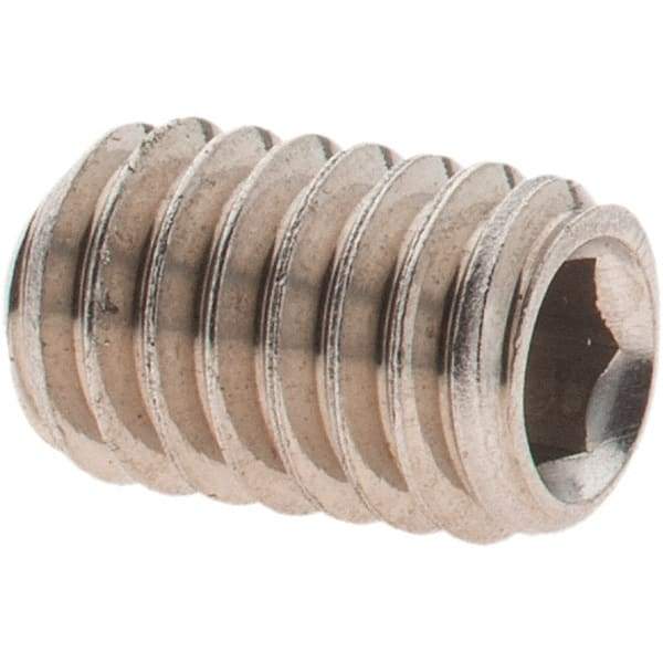 Made in USA - 5/16-18 UNC, 1/2" OAL, Cup Point Set Screw - Grade 18-8 Stainless Steel, 5/32" Key - Americas Industrial Supply