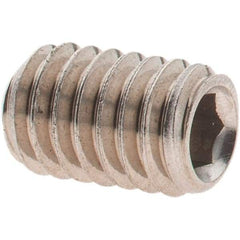 Made in USA - 5/16-18 UNC, 1/2" OAL, Cup Point Set Screw - Grade 18-8 Stainless Steel, 5/32" Key - Americas Industrial Supply