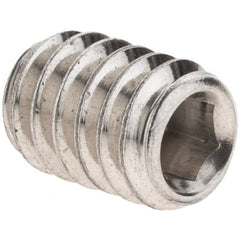 Value Collection - 1/4-20 UNC, 3/8" OAL, Cup Point Set Screw - Grade 18-8 Stainless Steel, 1/8" Key - Americas Industrial Supply