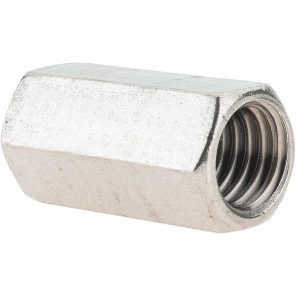 Value Collection - 1/2-13 UNC, 1-1/4" OAL Stainless Steel Standard Coupling Nut - 5/8" Width Across Flats - Americas Industrial Supply