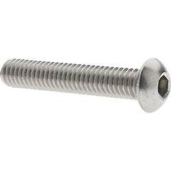 Made in USA - 5/16-18 UNC Hex Socket Drive, Button Screw - Grade 18.8 Stainless Steel, Fully Threaded, 1-3/4" Length Under Head - Americas Industrial Supply