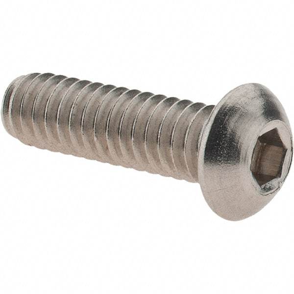 Value Collection - 1/4-20 UNC Hex Socket Drive, Button Screw - Grade 18.8 Stainless Steel, Fully Threaded, 7/8" Length Under Head - Americas Industrial Supply