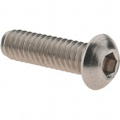 Value Collection - 1/4-20 UNC Hex Socket Drive, Button Screw - Grade 18.8 Stainless Steel, Fully Threaded, 7/8" Length Under Head - Americas Industrial Supply