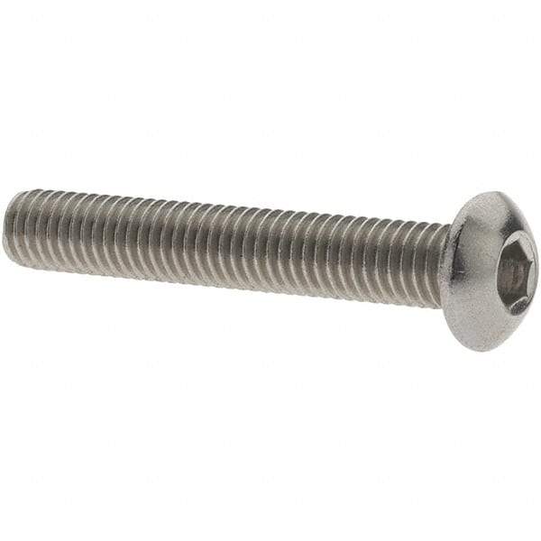 Value Collection - #10-32 UNF Hex Socket Drive, Button Screw - Grade 18.8 Stainless Steel, Fully Threaded, 1-1/4" Length Under Head - Americas Industrial Supply