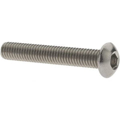 Value Collection - #10-32 UNF Hex Socket Drive, Button Screw - Grade 18.8 Stainless Steel, Fully Threaded, 1-1/4" Length Under Head - Americas Industrial Supply
