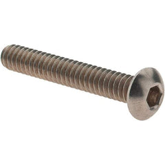 Value Collection - #10-24 UNC Hex Socket Drive, Button Screw - Grade 18.8 Stainless Steel, Fully Threaded, 1-1/4" Length Under Head - Americas Industrial Supply