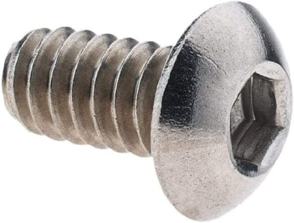Value Collection - #10-24 UNC Hex Socket Drive, Button Screw - Grade 18-8 Stainless Steel, 3/8" Length Under Head - Americas Industrial Supply