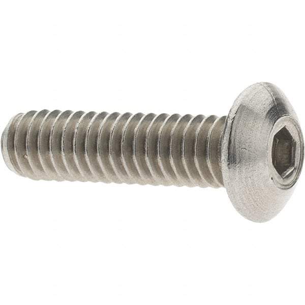 Value Collection - #8-32 UNC Hex Socket Drive, Button Screw - Grade 18-8 Stainless Steel, 5/8" Length Under Head - Americas Industrial Supply