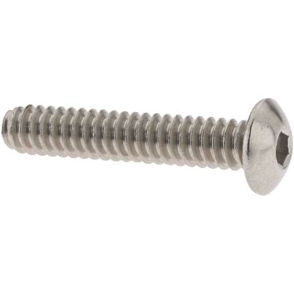 Value Collection - #6-32 UNC Hex Socket Drive, Button Screw - Grade 18-8 Stainless Steel, 3/4" Length Under Head - Americas Industrial Supply