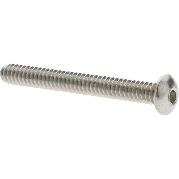 Value Collection - #4-40 UNC Hex Socket Drive, Button Screw - Grade 18.8 Stainless Steel, Fully Threaded, 1" Length Under Head - Americas Industrial Supply