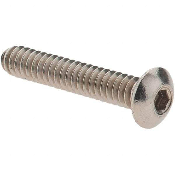 Made in USA - #4-40 UNC Hex Socket Drive, Button Screw - Grade 18.8 Stainless Steel, Fully Threaded, 5/8" Length Under Head - Americas Industrial Supply